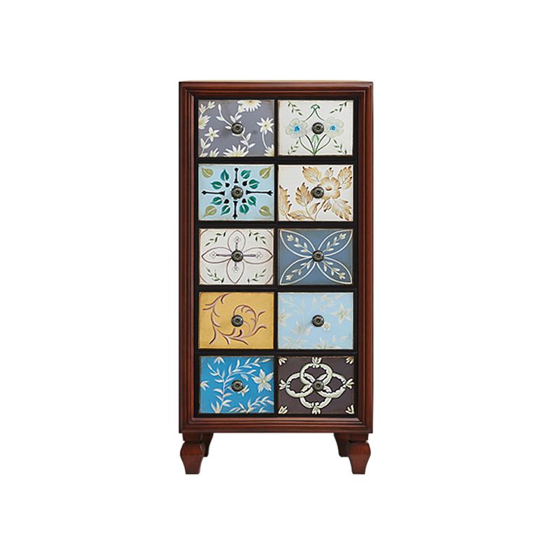 Mid-Century Modern Knobs Chest with Turned Legs Accent Chest