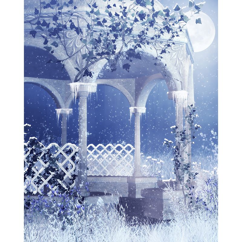 Blue Bower and Snowflake Mural Decal Waterproof Modern Interior Room Wall Covering