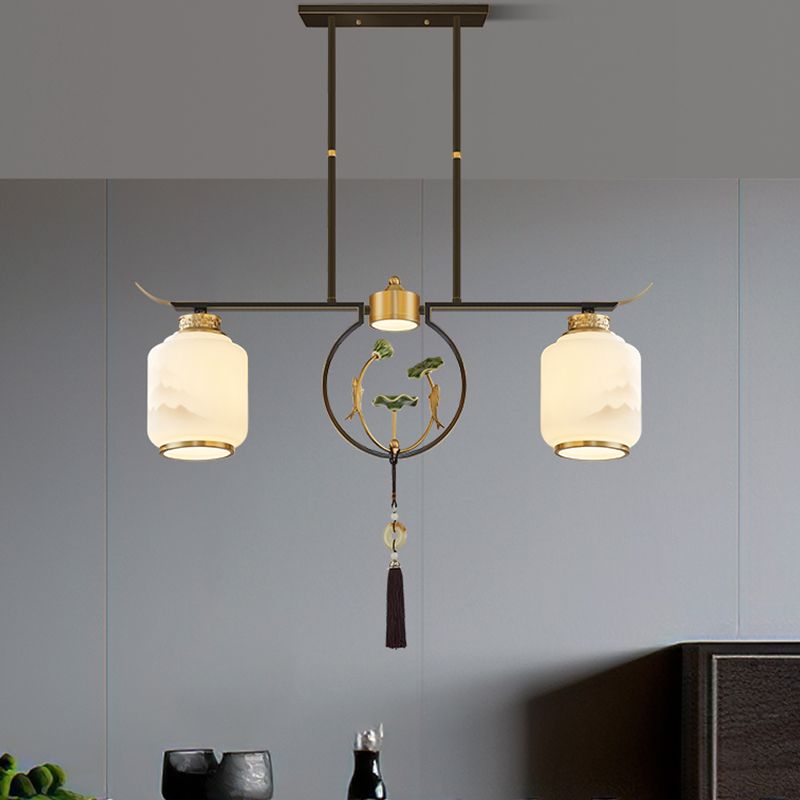 Cylinder Island Lighting Fixtures Contemporary Kitchen Island Lighting with Glass Shade