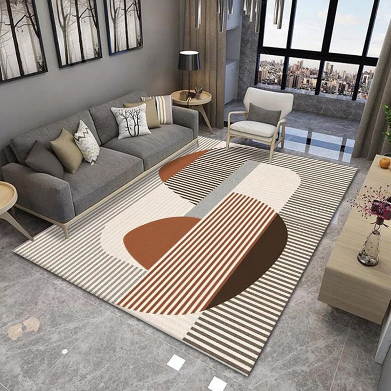 Light Orange Modern Rug Color Piece Polyester Rug Tear Resistant Rug for Living Room