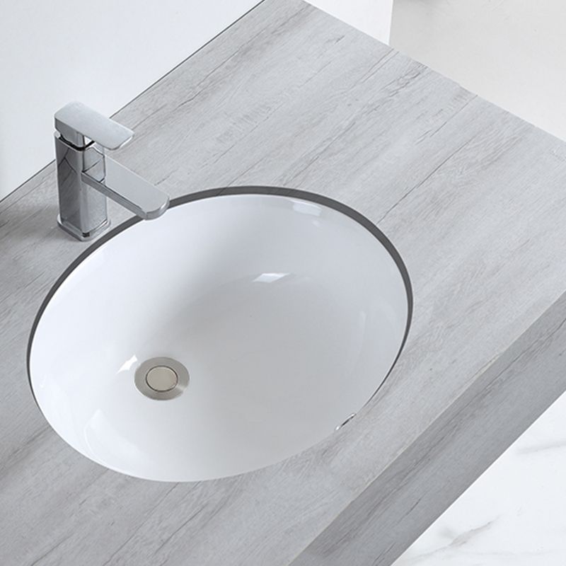 Traditional Undermount Bathroom Sink Porcelain with Pop-Up Drain Basin