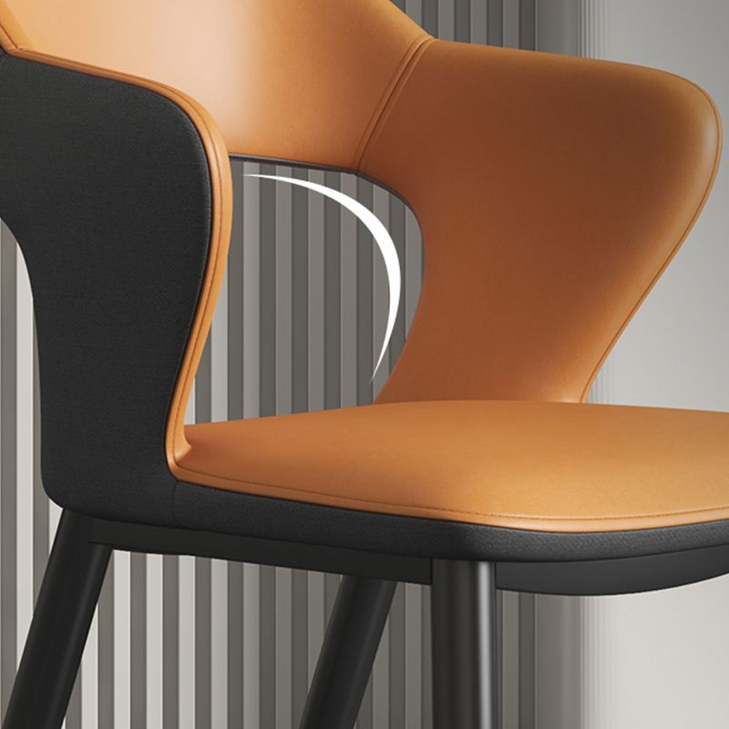 Metal Indoor Upholstered Chair with Arms Metallic Finish Open Back Side Chair