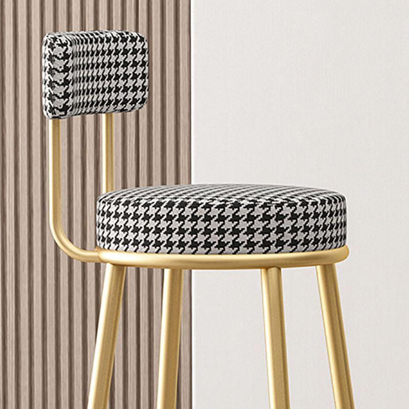 Glam Style Bar-stool Round Seat with Low Back Iron Legs for Kitchen Bar
