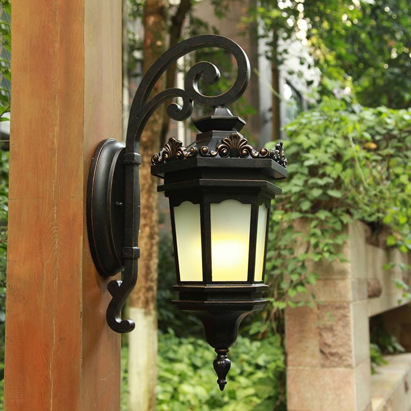 Weißes Glas Schwarz Finish Wandleuchte geometrische 1-Bulb Country Wall Mount Lampe für Garten