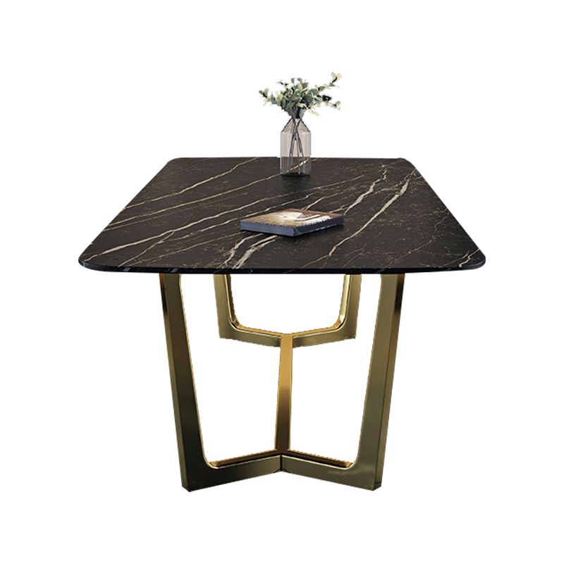 Glam Indoor Dining Table Set 1/4/5/7 Pieces Rectangle Trestle Dinette Set in Black