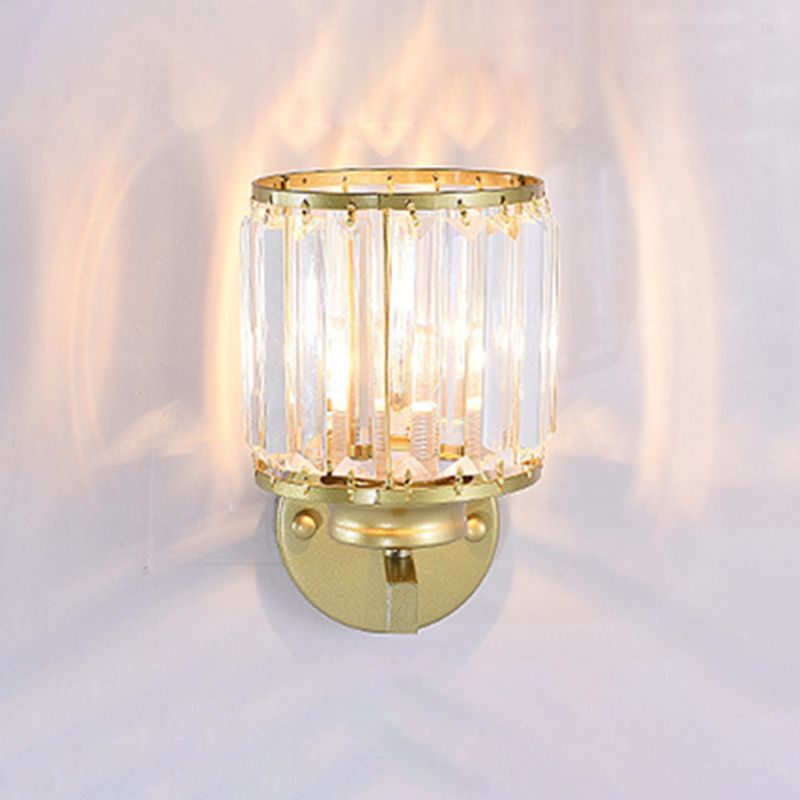 Crystal Half Cylinder Shape Wall Lights Modern Style 1-Light Wall Light Sconce