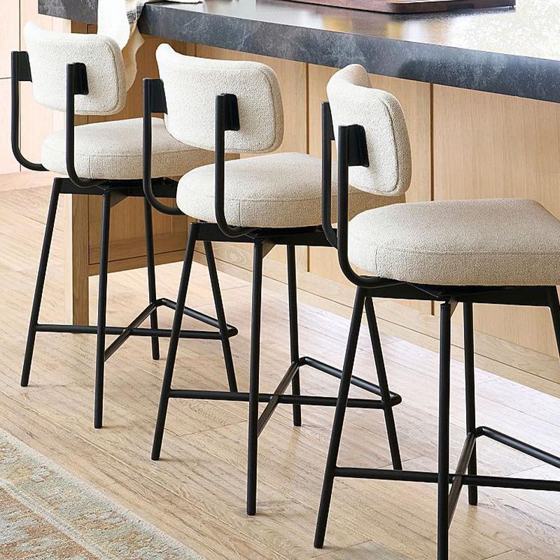 Low Back Dining Stools Upholstered Bar Stools with Metal Base