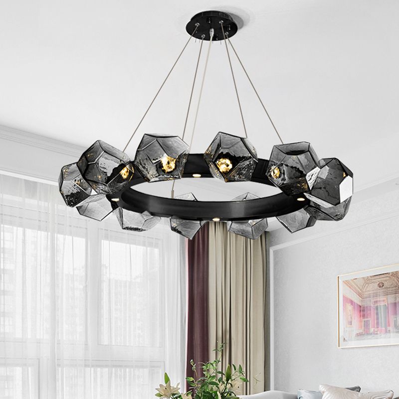 Modern Style 12 Lights Chandelier Light Fixture Irregular Shape Glass Hanging Light