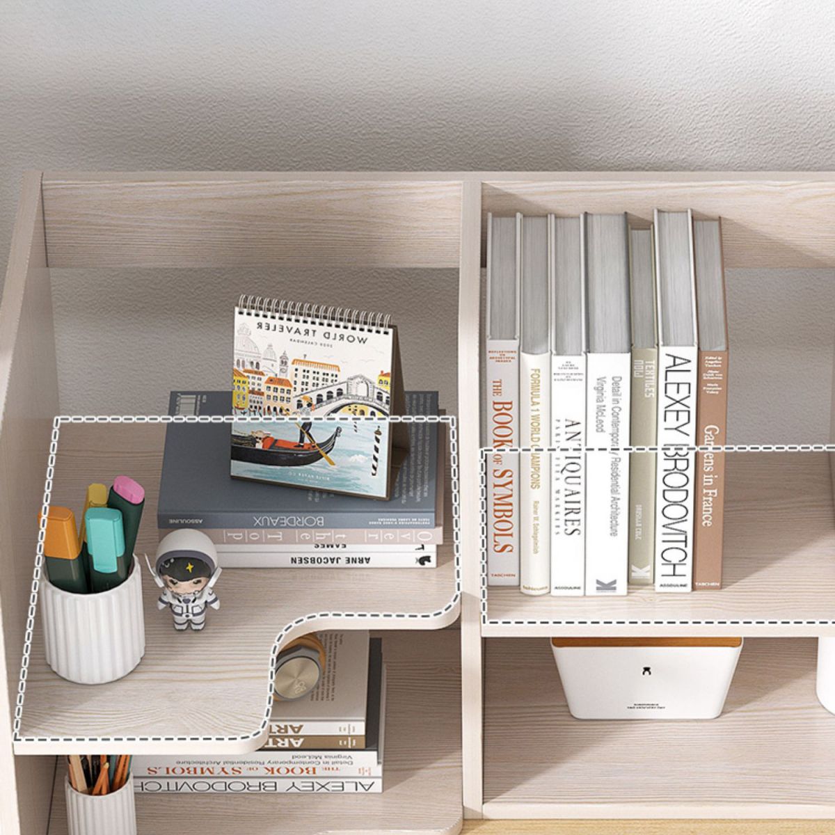 Modern Style Bookshelf Engineer Wood Bookcase with Drawer for Home
