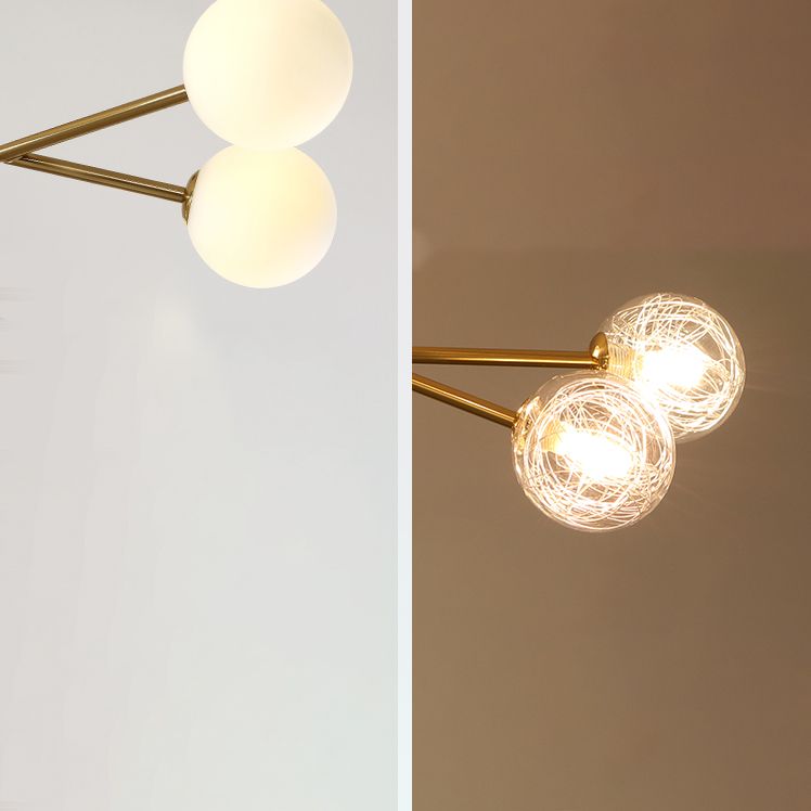 Modern Chandelier Light Fixtures Multi-Head Suspension Pendant Lamp with Glass Shade