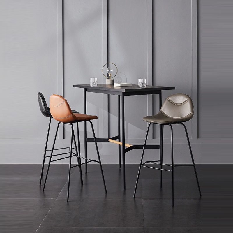 Living Room Matte Finish Leather Stool Scandinavian Footrest Barstool