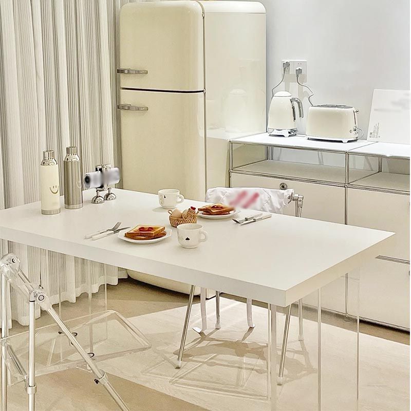 Simple Style Dining Table Acrylic Legs Table Home Rectangle Dining Table