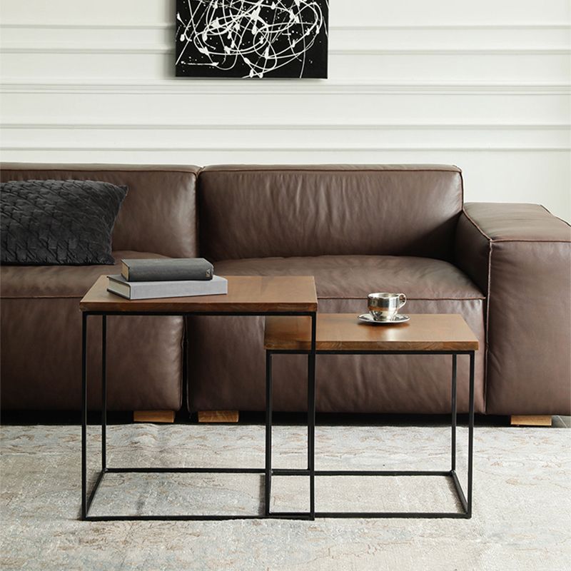 Industrial Cocktail Table Rectangle Solid Wood Coffee Cocktail Table