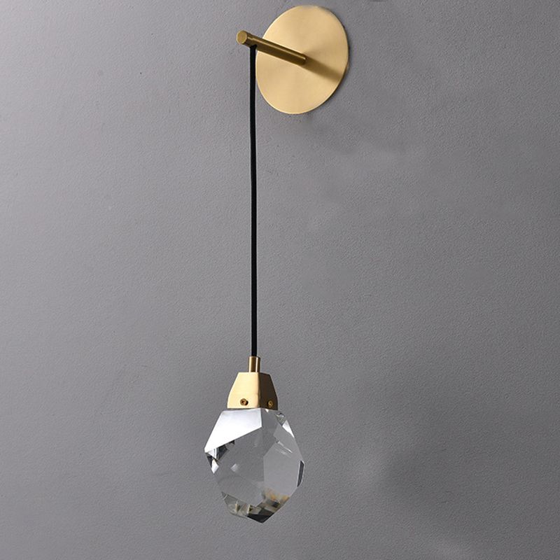 Postmodern Stone Shaped Wall Light Crystal 1 Bulb Bedside Wall Lighting in Brass