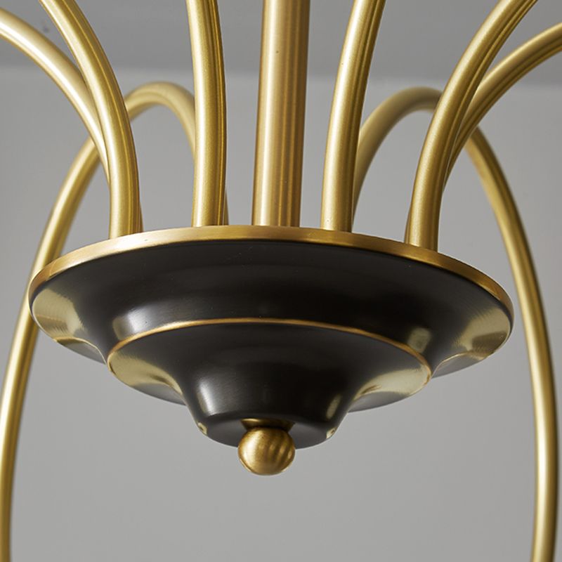 Modern Style Gold Chandelier Light Fixture Globe Shape Glass Hanging Light