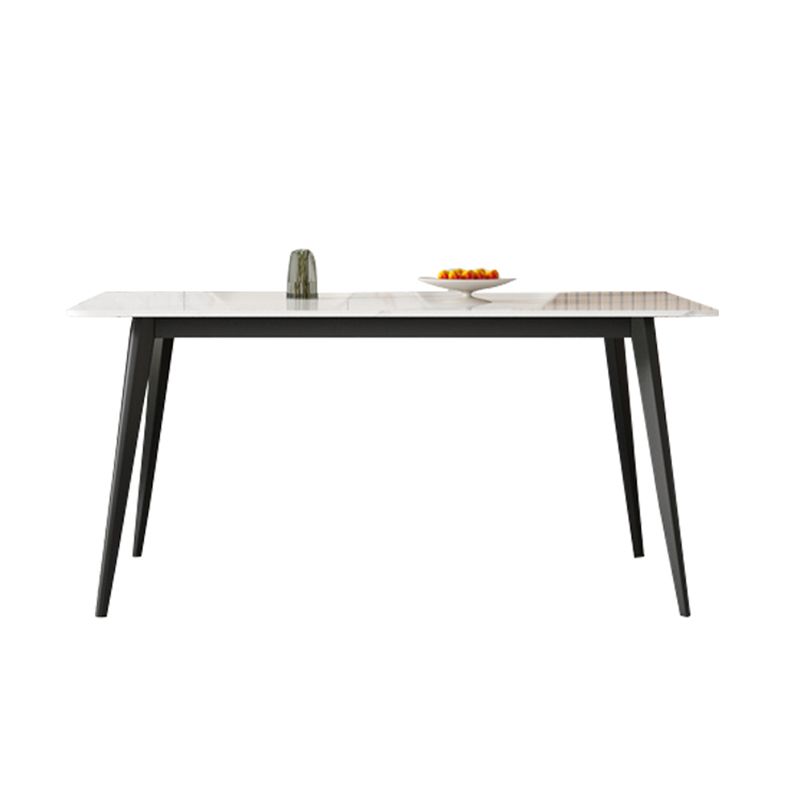 Contemporary Style Sintered Stone Dining Table Rectangular 4 Legs Table in White