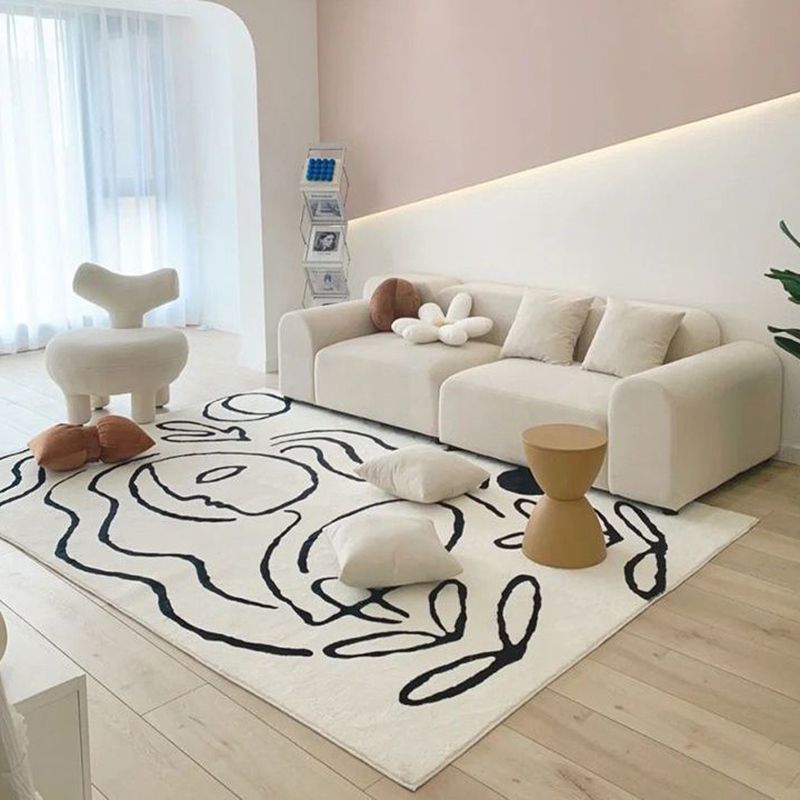 Abstract Painting Living Room Rug Color Block Carpet Polyester Washable Area Rug