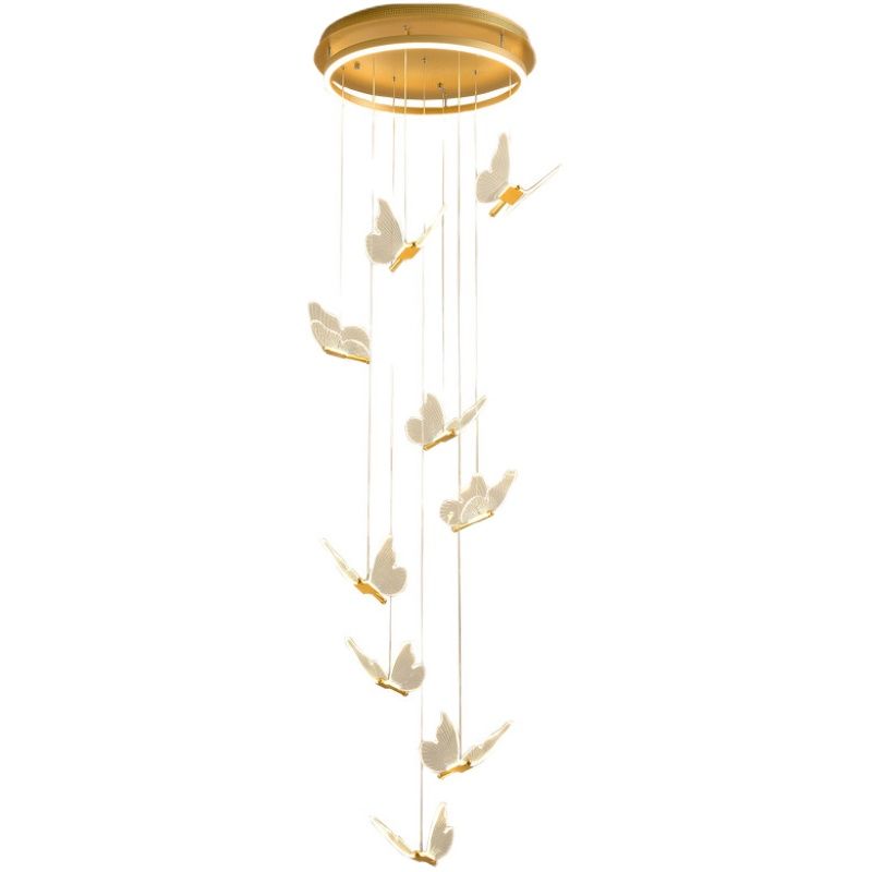 Multi-Light Butterfly Pendant Modern Metal and Acrylic Shade Cluster Pendant Light for Living Room