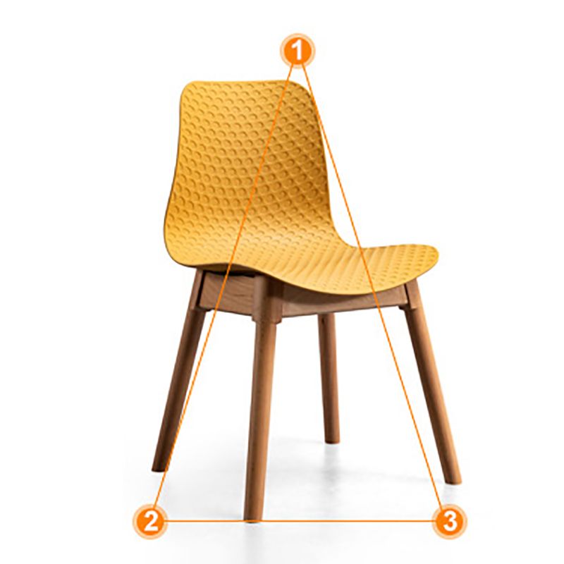 Nordic Style Plastic Chairs Armless Side Chairs with Wooden Legs for Kitchen