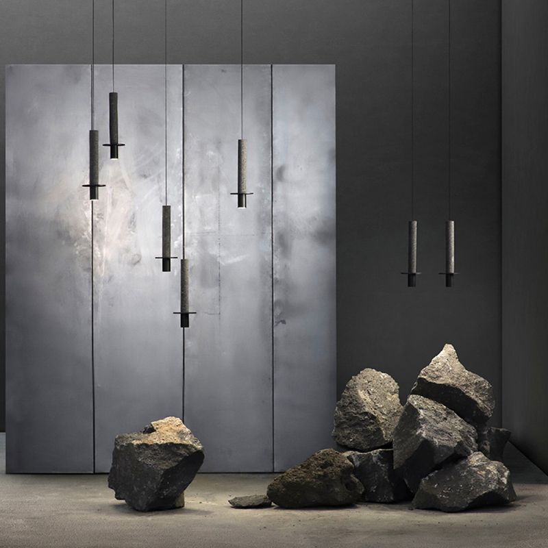 Terrazzo Tubular Pendant Lighting Simplicity LED Hanging Light for Dining Room