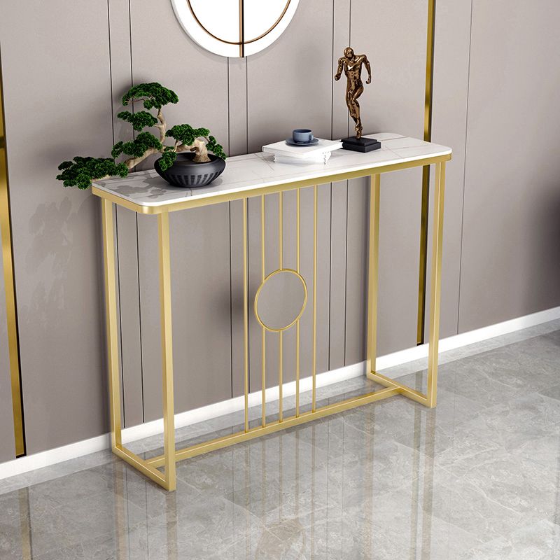 Glam Console Table Antique Finish Console Sofa Table in Stone