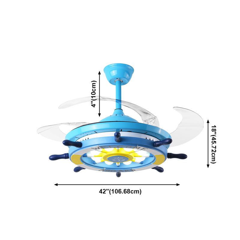 Éclairage de ventilateur de pendentif bleu