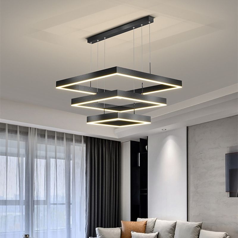 Moderne eenvoud kwadraat hanglager kroonluchter acrylhangende lamp voor woonkamer