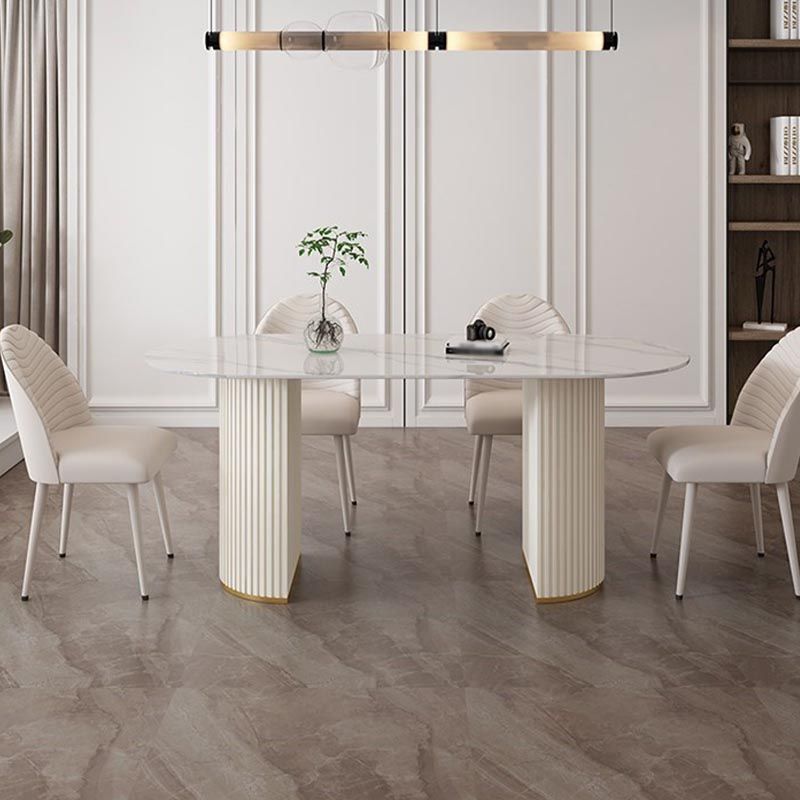 Traditional Luxury Dining Table with White Marble Oval Dining Table for Home