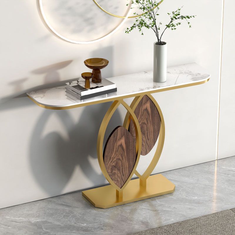 12 inch Wide Modern Accent Table Half Moon Shape Metal Console Table for Hall