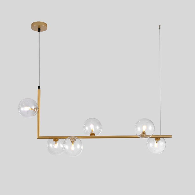 Round Glass Multi Light Pendant Contemporary Style Ceiling Pendant Light for Dinning Room