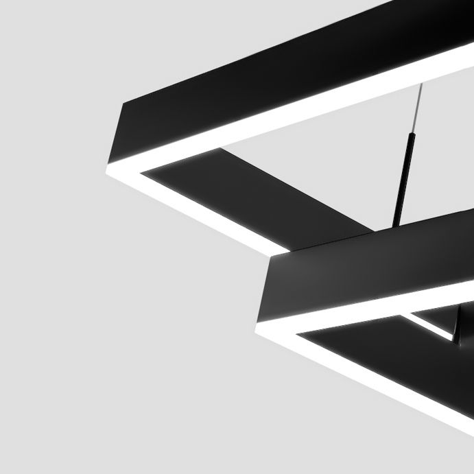 Luces colgantes colgantes de aluminio lámparas de colgación negras modernas de 2 niveles para sala de estar