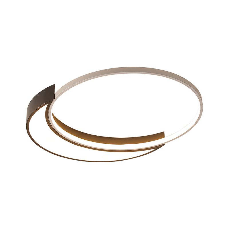 Moderne runde Deckenleuchte mit schwarzem und weißem Metallschirm, LED-Deckenleuchte in Warmweiß, 19,5"/27" breit