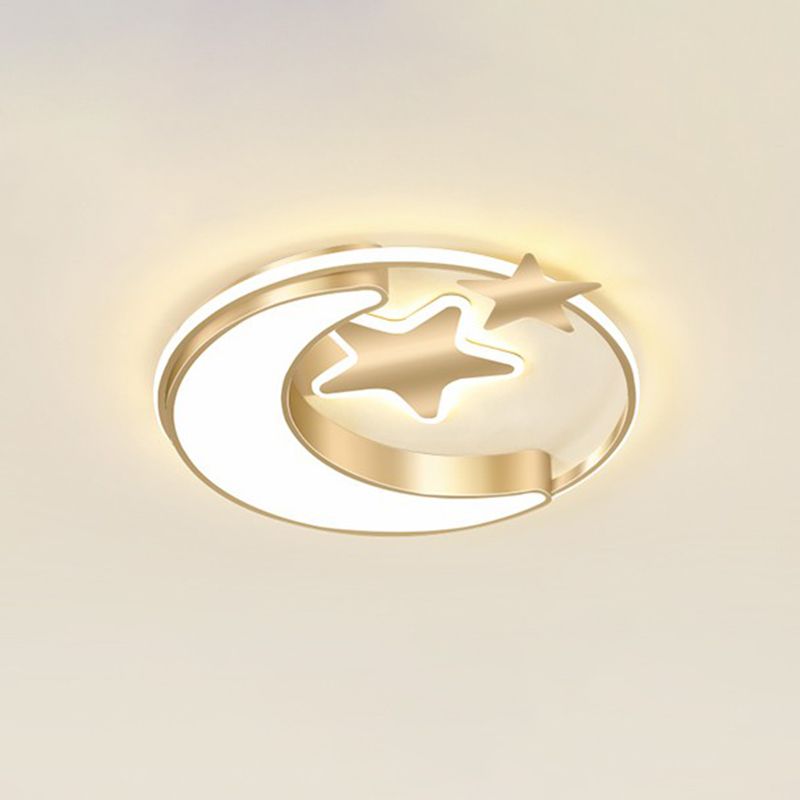 Lampada da soffitto per bambini Crescent e Star Lampada da letto in metallo con anello