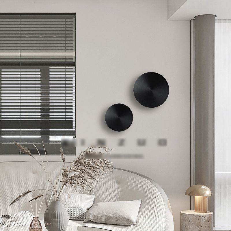 Round Shade Metal Wall Sconce Modern Style 1-Light Wall Mount Light for Living Room