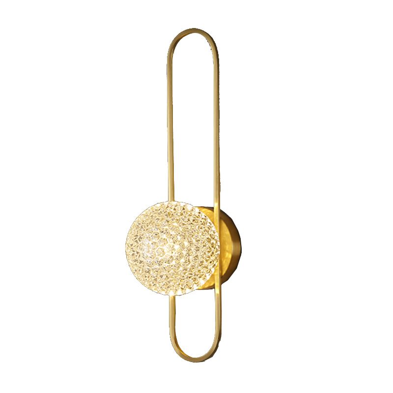 Globe Crystal Shade Wall Light 1 - Light Solid Brass Wall Sconce in Gold and Clear