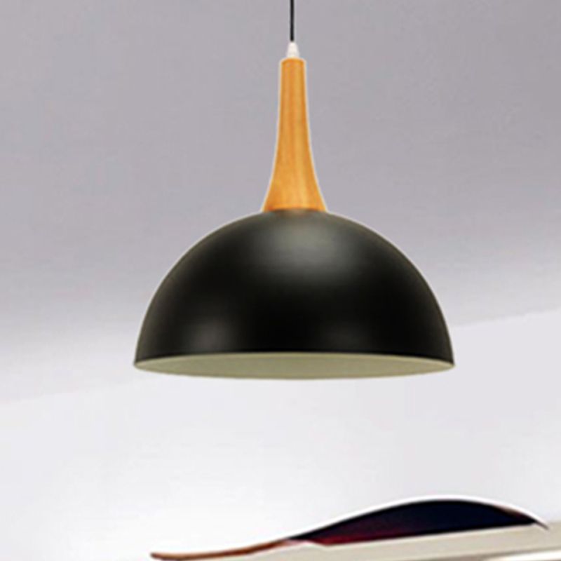 1 Ligera de cúpula ligera Lámpara de colgación de metal elegante moderna en blanco/negro para la sala de reuniones para la sala de reuniones