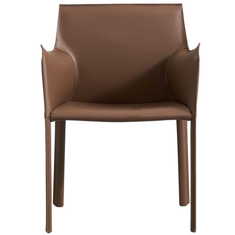 Contemporary Dining Chair 24'' Wide Arm Chair with Solid Back and 4 Metal Legs for Home Use
