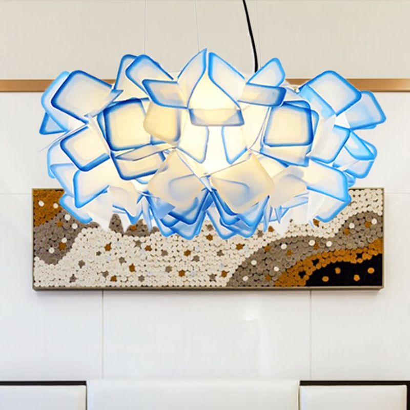 Braun/Blau/Lila Blüte Drop Anhänger zeitgemäß 21 "/27,5" breite 1-Licht-Acryldecklampe für Wohnzimmer