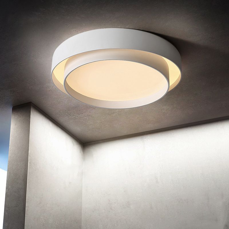 Moderne eenvoud LED-inbouw smeedijzeren ronde plafondlamp met acryl kap