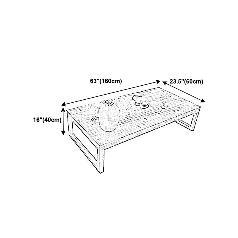 Sled Single Coffee Table Solid Wood Modern  Rectangular Cocktail Table