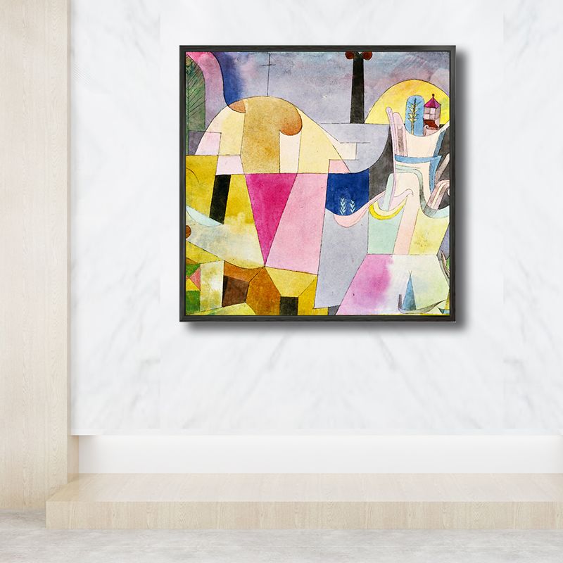 Textured Geometric Art Print Canvas Countryside Square Painting in Pastel Color for Living Room