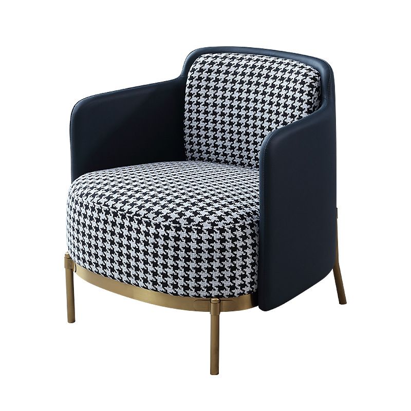 Linen Living Room Chair with Gold Basic Four Leg Accent Armchair