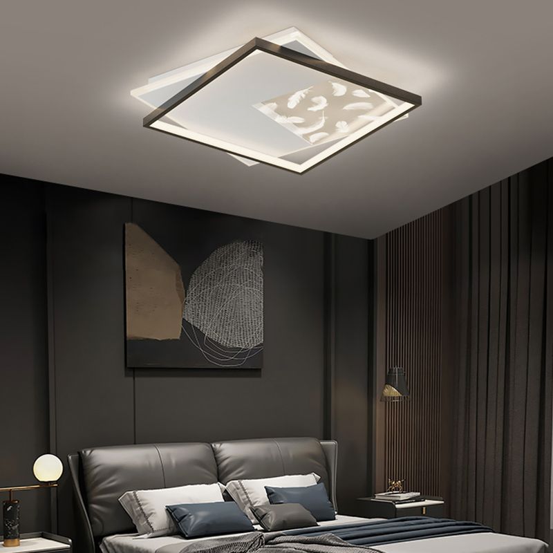 Squares Ceiling Light Fixture Simplicity Style Metal LED Bedroom Ceiling Light
