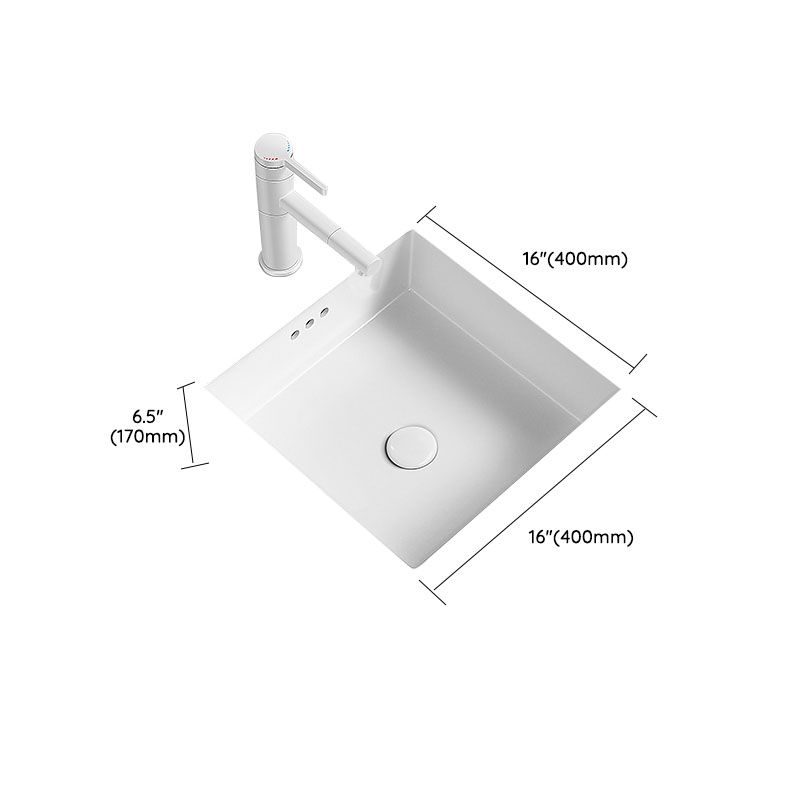 Modern Undermount Bathroom Sink Porcelain with Overflow and Faucet Basin Sink