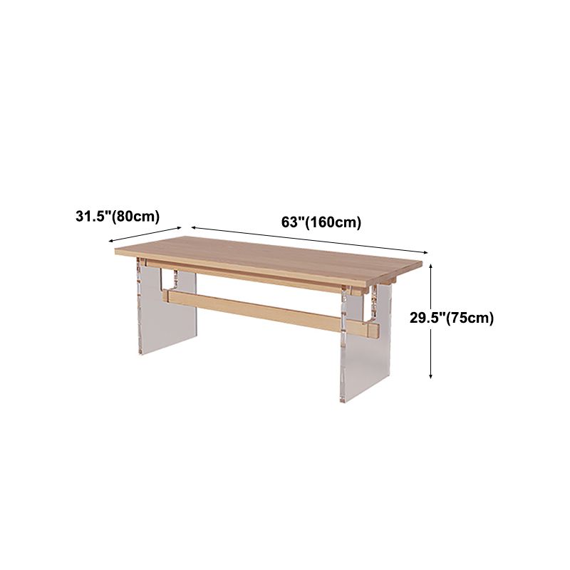Solid Wood and Acrylic Dinette Table Modern Rectangle Dinner Table Kitchen Home