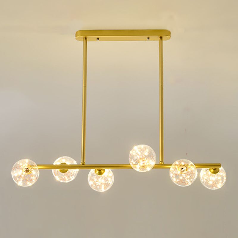 Zeitgenössischer Anhänger Lichter Globe Metal Island Kronleuchter mit Glasschatten