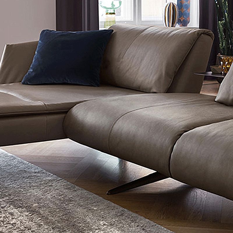 Modern Cushioned Chaise Lounge Leather Recessed Arms Chaise with Pillow