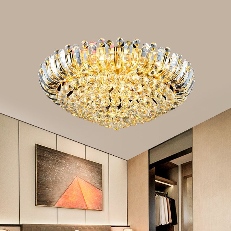 LED Flush Mount Chandelier Simple Stylish Pointed Crystal Orb  Flush Ceiling Light in Gold