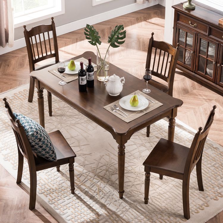 Silla de comedor tradicional de madera de caucho, silla lateral con respaldo de listones, silla de comedor individual