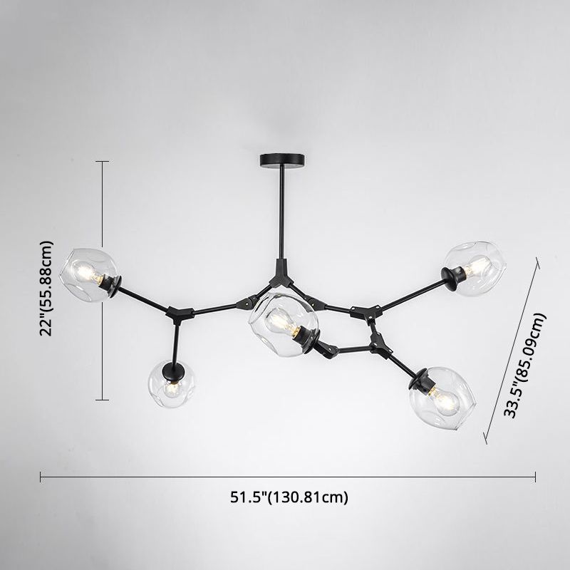 Apparecchi di illuminazione del lampadario ramificati Luce di sospensione in vetro moderno per soggiorno